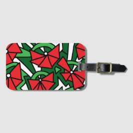 Etiqueta De Bagagem Arte de Arroz das Flores Vermelhas