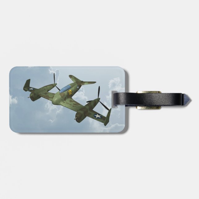 Etiqueta De Bagagem Arte de Aviação Militar de Vôo de Warbird Vintage (Traseira Horizontal)