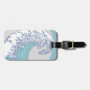Etiqueta De Bagagem Arte de onda de surf Ukiyo-e japonês vintage Costa
