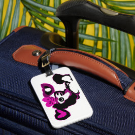 Etiqueta De Bagagem Arte de poodle roxo