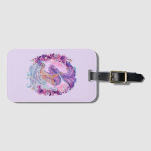 Etiqueta De Bagagem Arte de sereia floral rosa por Renee Lavoie