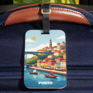 Etiqueta De Bagagem Arte de Viagem Antiga Porto Portugal