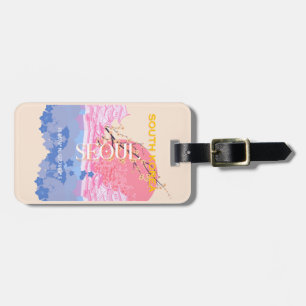 Etiqueta De Bagagem Arte de Viagem Seul Coreia do Sul, Pastel