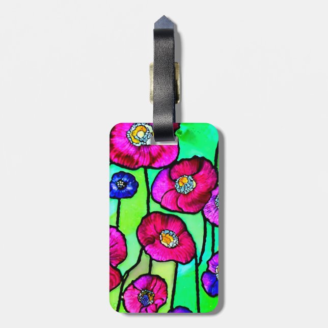 Etiqueta De Bagagem Arte de vidro anêmonas (Traseira Vertical)