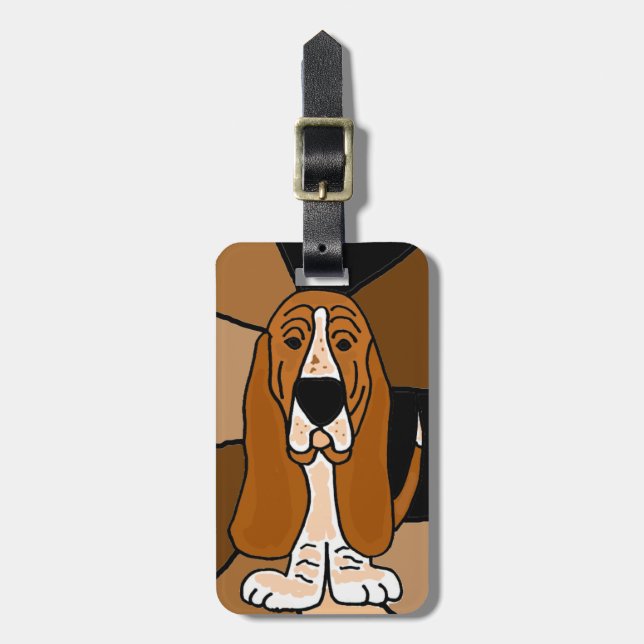 Etiqueta De Bagagem Arte do cão de Basset Hound (Frente Vertical)