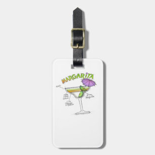 ETIQUETA DE BAGAGEM ARTE DO COCKTAIL DA RECEITA DE MARGARITA