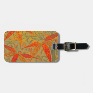 Etiqueta De Bagagem Arte em Bambu Terroso Impressão Vintage Laranja
