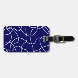 Etiqueta De Bagagem Arte em Linha: Branco sobre Azul Escuro