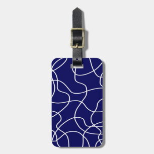 Etiqueta De Bagagem Arte em Linha: Branco sobre Azul Escuro