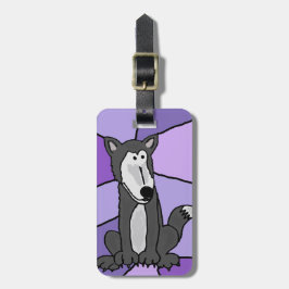 Etiqueta De Bagagem Arte engraçada do lobo cinzento