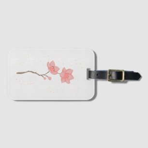 Etiqueta De Bagagem Arte Floral de Flor de Cerejeira Sakura Rosa Minim