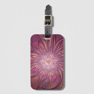 Etiqueta De Bagagem Arte floral fractal moderno abstrato cores de frut