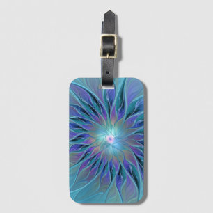 Etiqueta De Bagagem Arte Fractal Abstrato de Sonho Roxo Azul