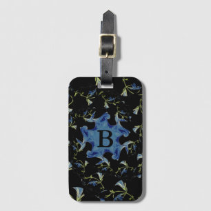 Etiqueta De Bagagem Arte fractal de Blue e Black Sage