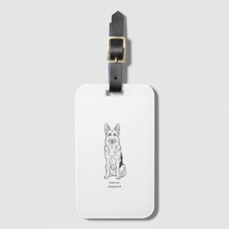 Etiqueta De Bagagem Arte Minimalista de Linha do Cão Pastor Alemão 