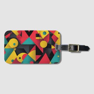 Etiqueta De Bagagem Arte Moderna Abstrato Geométrica Negra