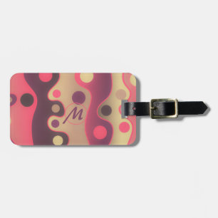 Etiqueta De Bagagem Arte Moderna Rosa Ondulada Design Personalizado Ba