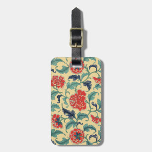 Etiqueta De Bagagem Arte Nova Antiga Chinoiserie Floral Vermelho Chinê