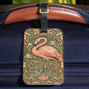 Etiqueta De Bagagem arte nova design de flamingo rosa vintage