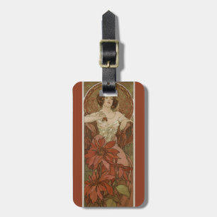 Etiqueta De Bagagem Arte Novo Rubi Vintage Floral Alphonse Mucha