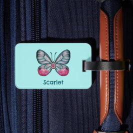 Etiqueta De Bagagem Arte personalizada de borboleta de vidro de outubr
