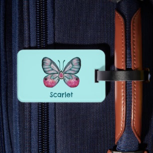 Etiqueta De Bagagem Arte personalizada de borboleta de vidro de outubr