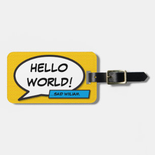 Etiqueta De Bagagem Arte Pop de Quadrinhos HELLO WORLD personalizado
