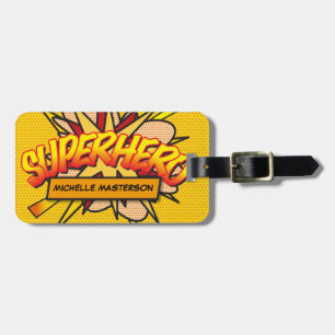 Etiqueta De Bagagem Arte Pop de Quadrinhos Retrô Divertido de SUPER-HE