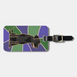 Etiqueta De Bagagem Arte preta de labrador retriever