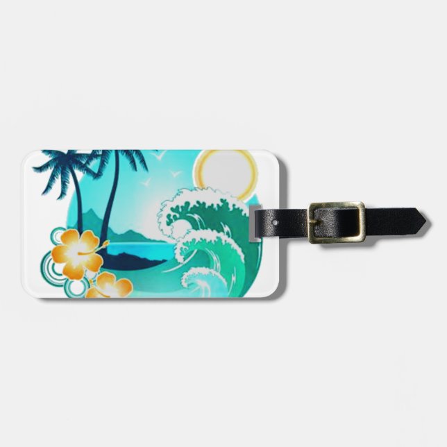 ETIQUETA DE BAGAGEM ARTE TROPICAL HAVAIANA DO SURF (Frente Horizontal)