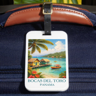 Etiqueta De Bagagem Arte Vintage de Viagem para Bocas del Toro Panamá
