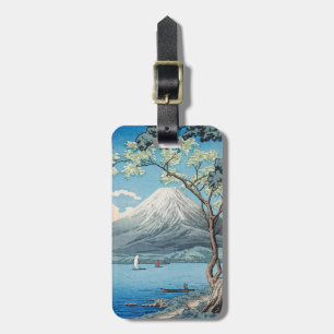 Etiqueta De Bagagem Arte Vintage do Monte Fuji e Lago Yamanaka Japonês