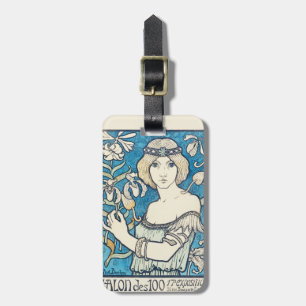 Etiqueta De Bagagem Arte Vintage Nouveau Mulher Cartaz Impresso Floral