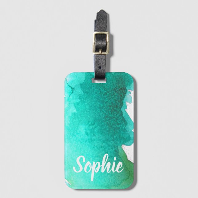 Etiqueta De Bagagem Arty personalizados do viagem da cerceta aguarela (Frente Vertical)