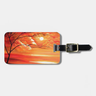 Etiqueta De Bagagem Árvore abstrato e Sunset Vermelho