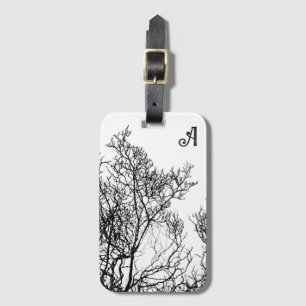 Etiqueta De Bagagem Árvore Gótica Personalizada Preto e Branco