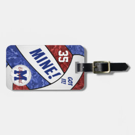 Etiqueta De Bagagem As cores da equipe de vôlei azul de marrom