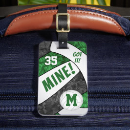 Etiqueta De Bagagem As cores da equipe de vôlei preto verde da menina