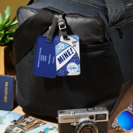 Etiqueta De Bagagem As cores da equipe de voleibol branco azul da meni