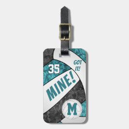 Etiqueta De Bagagem As cores do time de vôlei preto das raparigas