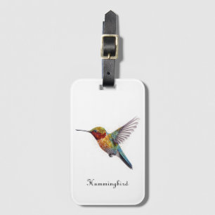 Etiqueta De Bagagem Asas Arco-Íris: Arte de Hummingbird vibrante, pers