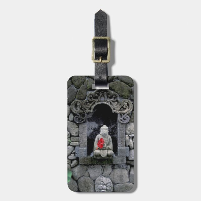 Etiqueta De Bagagem Ásia, Indonésia, Bali. Um santuário de Buda (Frente Vertical)