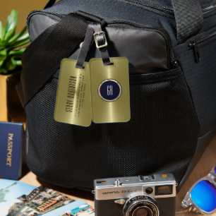 Etiqueta De Bagagem Aspecto de aço inoxidável Dourado metálico persona