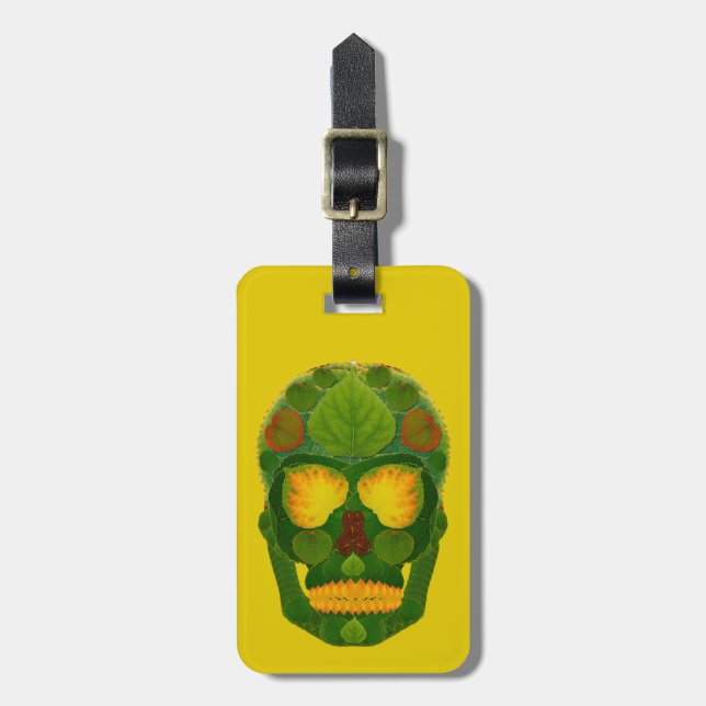 Etiqueta De Bagagem Aspen Leaf Skull 9 (Frente Vertical)
