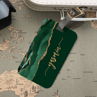 Etiqueta De Bagagem Assinatura Personalizada: Emerald Green Agate Dour