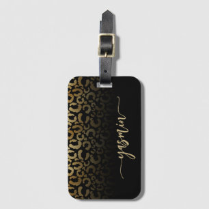 Etiqueta De Bagagem Assinatura Personalizada Preto Dourado Manchas de