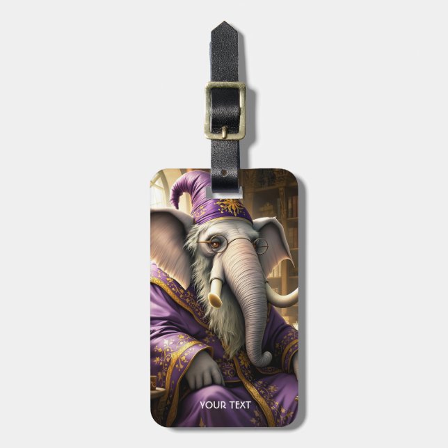 Etiqueta De Bagagem Assistente de Elefantes Fantasy Cute Old (Frente Vertical)