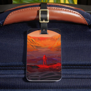 Etiqueta De Bagagem Astronauta Em Marte