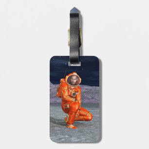 Etiqueta De Bagagem Astronauta Mars Space Explorer no Planeta de Alien