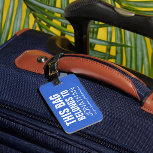 Etiqueta De Bagagem Atenção à Bag Engraçada Personalizada   Azul Humor